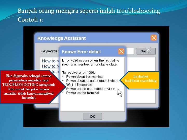 Banyak orang mengira seperti inilah troubleshooting Contoh 1: Bisa digunaka sebagai sarana pemecahan masalah,