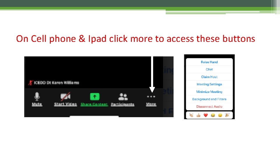 On Cell phone & Ipad click more to access these buttons 