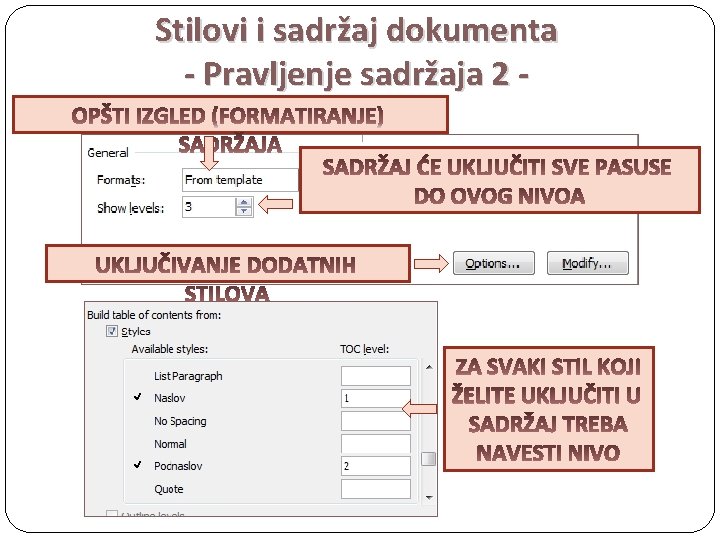 Stilovi i sadržaj dokumenta - Pravljenje sadržaja 2 - 