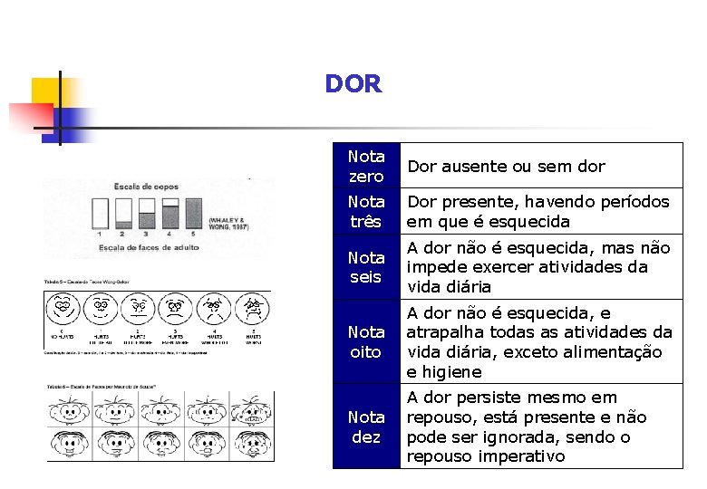 DOR Nota zero Dor ausente ou sem dor Nota três Dor presente, havendo períodos