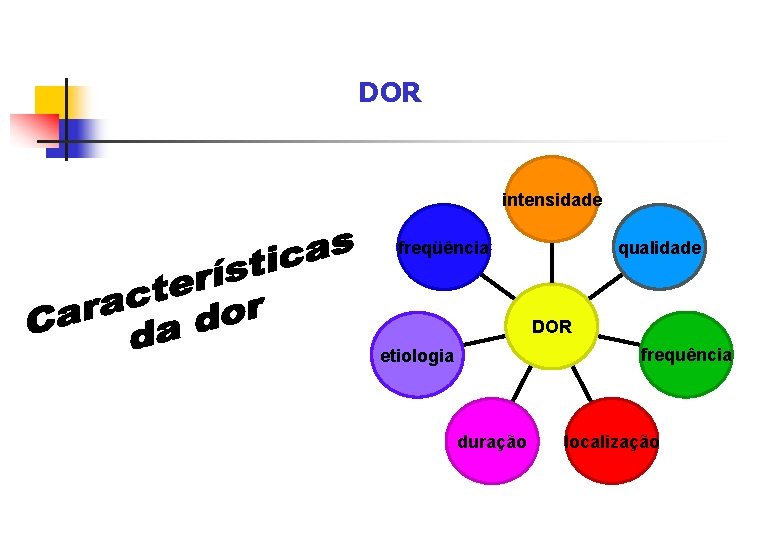 DOR intensidade qualidade freqüência DOR frequência etiologia duração localização 