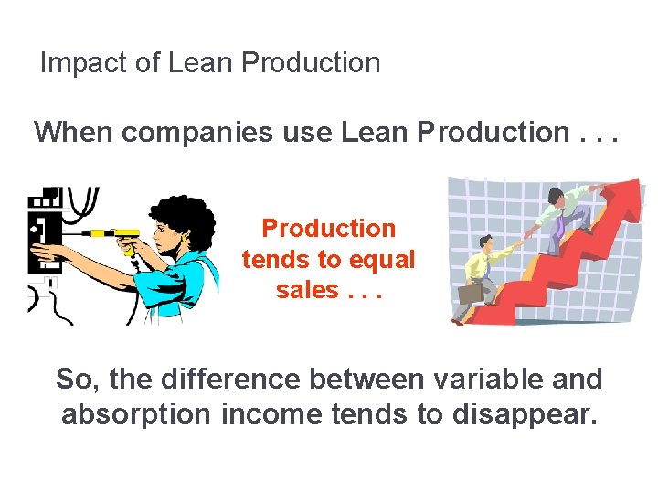 Impact of Lean Production When companies use Lean Production. . . Production tends to