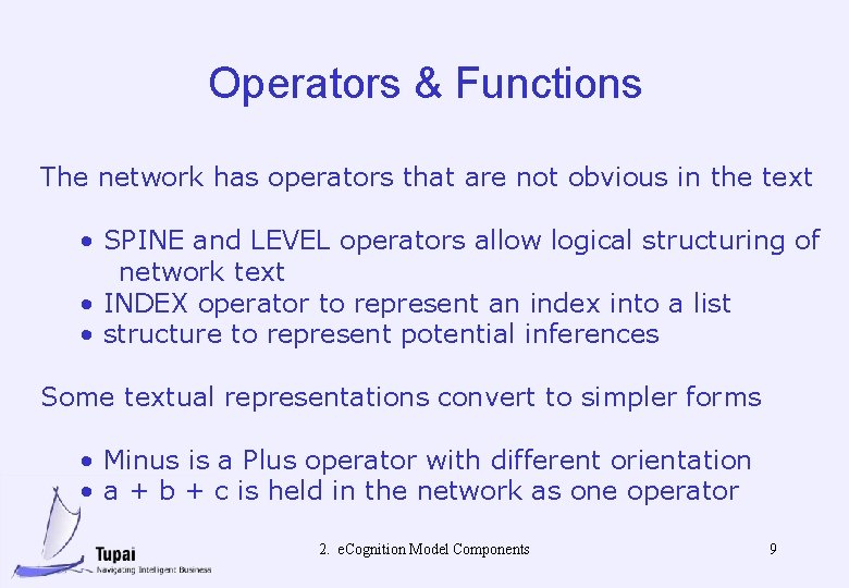 Operators & Functions The network has operators that are not obvious in the text