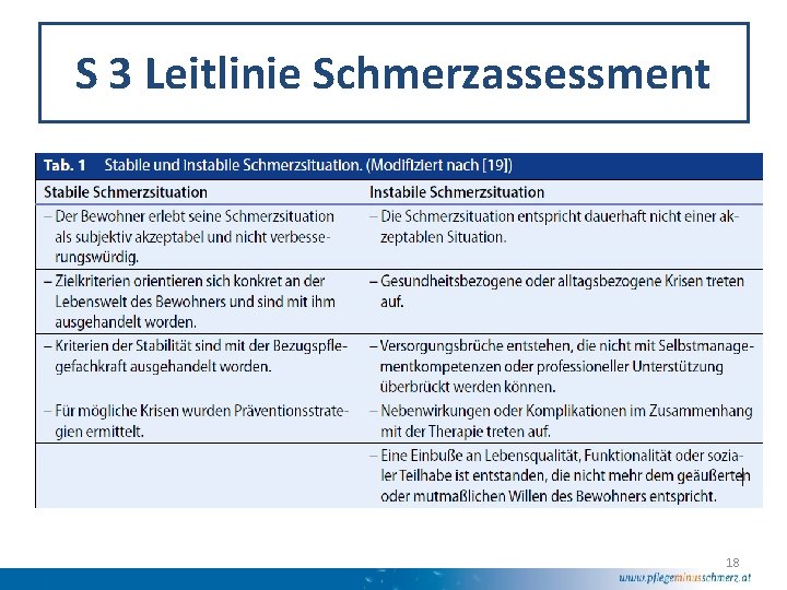 S 3 Leitlinie Schmerzassessment 18 