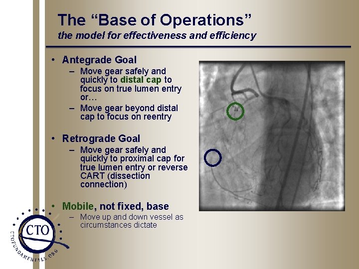The “Base of Operations” the model for effectiveness and efficiency • Antegrade Goal –