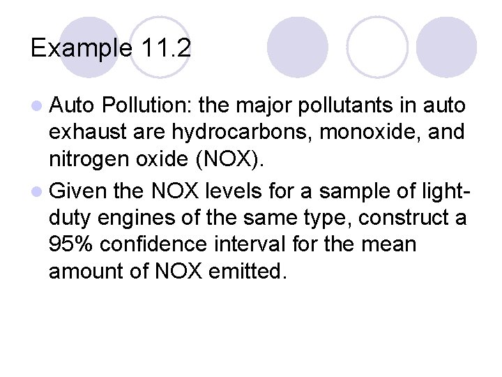 Example 11. 2 l Auto Pollution: the major pollutants in auto exhaust are hydrocarbons,