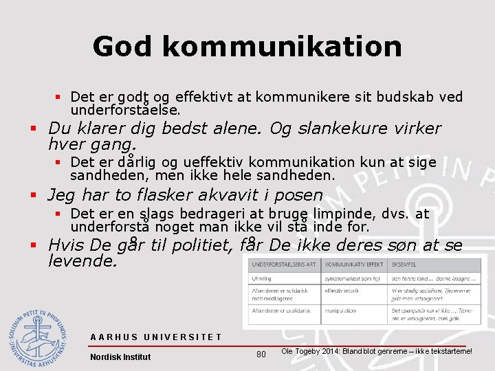 God kommunikation § Det er godt og effektivt at kommunikere sit budskab ved underforståelse.