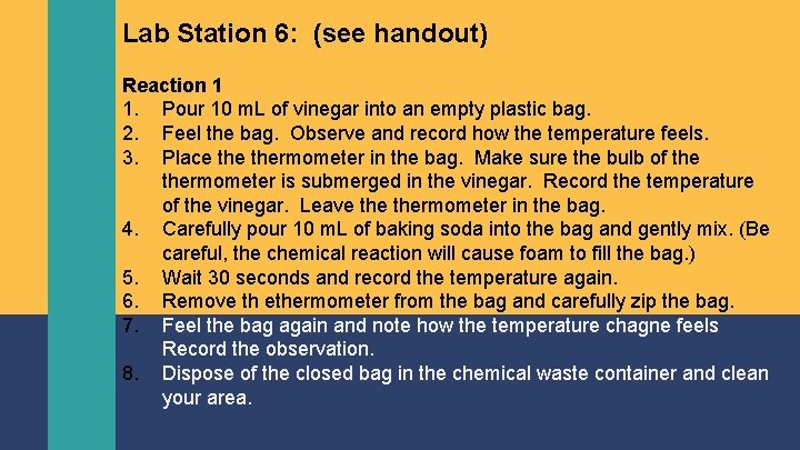 Chemical vs Physical Properties changes Lab Stations Lab