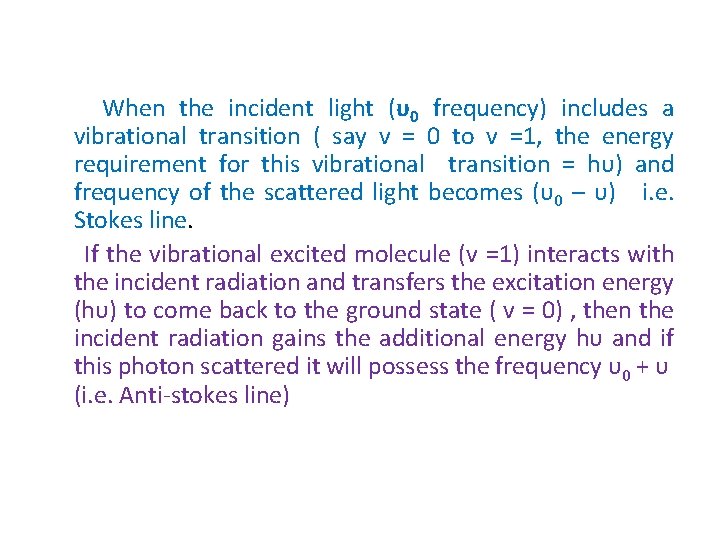 When the incident light (υ0 frequency) includes a vibrational transition ( say v =