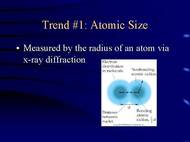 Trend #1: Atomic Size • Measured by the radius of an atom via x-ray