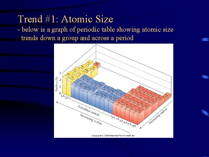 Trend #1: Atomic Size - below is a graph of periodic table showing atomic