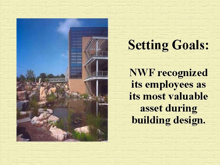 Setting Goals: NWF recognized its employees as its most valuable asset during building design.