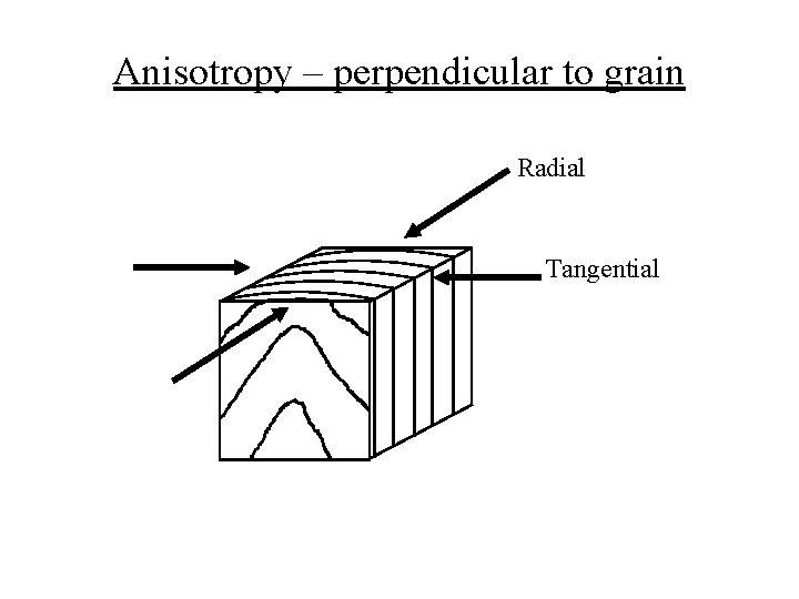 Anisotropy – perpendicular to grain Radial Tangential 