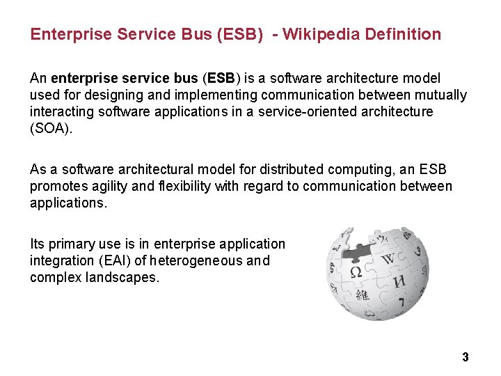 Enterprise Service Bus (ESB) - Wikipedia Definition An enterprise service bus (ESB) is a