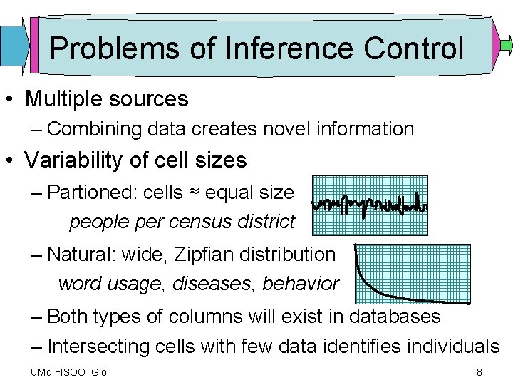 Problems of Inference Control • Multiple sources – Combining data creates novel information •