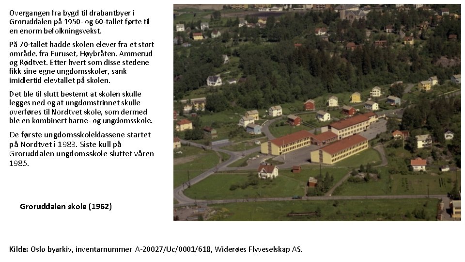 Overgangen fra bygd til drabantbyer i Groruddalen på 1950 - og 60 -tallet førte