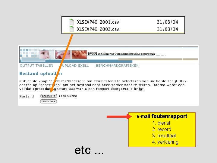 etc. . . e-mail foutenrapport 1. dienst 2. record 3. resultaat 4. verklaring 