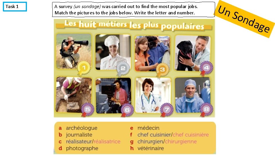 Task 1 A survey (un sondage) was carried out to find the most popular