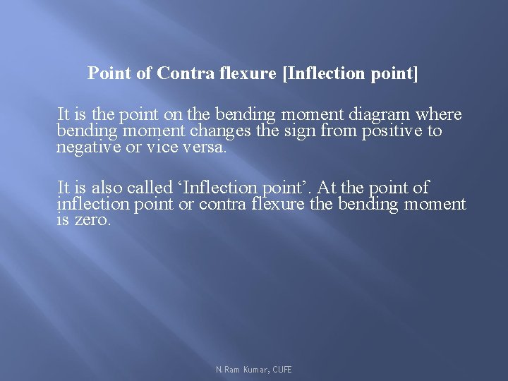 Point of Contra flexure [Inflection point] It is the point on the bending moment