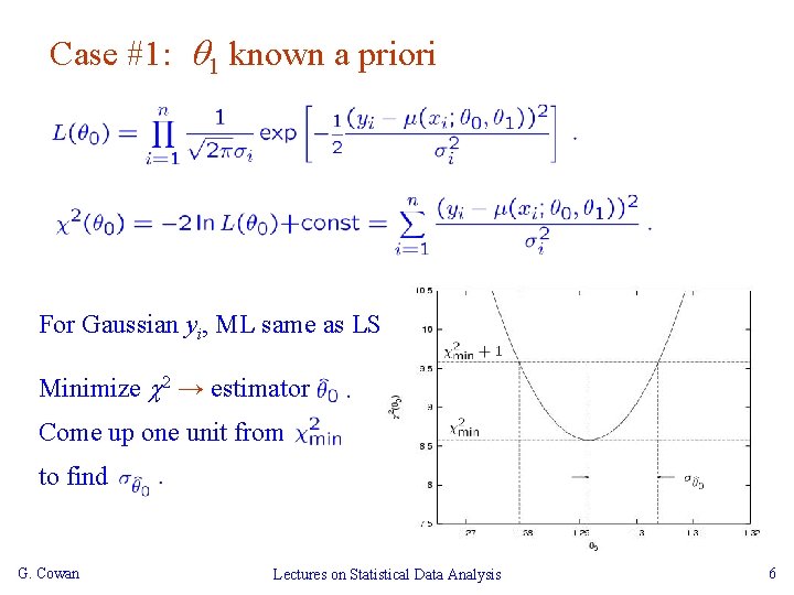 Case #1: 1 known a priori For Gaussian yi, ML same as LS Minimize
