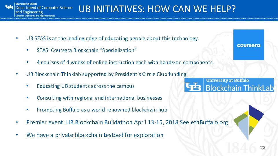 UB INITIATIVES: HOW CAN WE HELP? • • UB SEAS is at the leading