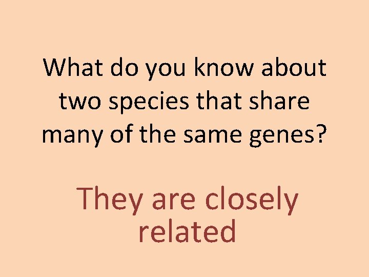 What do you know about two species that share many of the same genes? What do you know about two species that share many of the same genes?