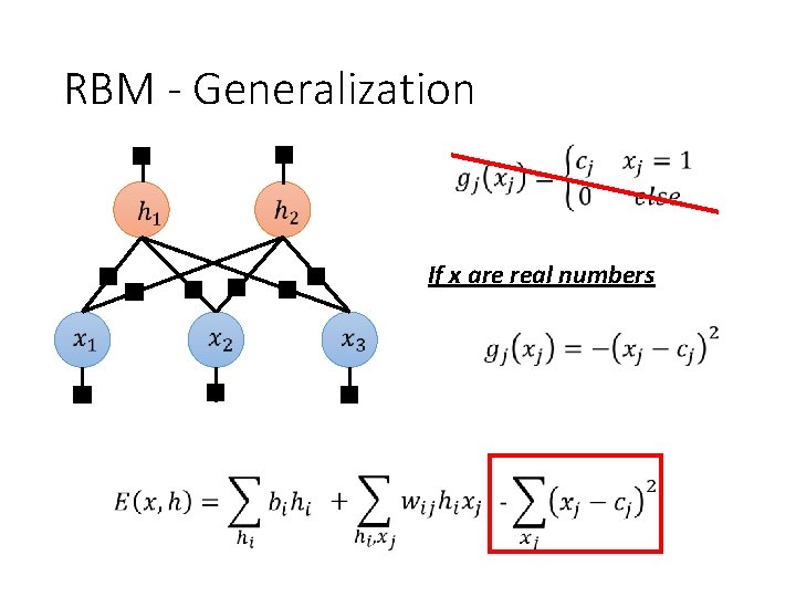 RBM - Generalization If x are real numbers RBM - Generalization If x are real numbers