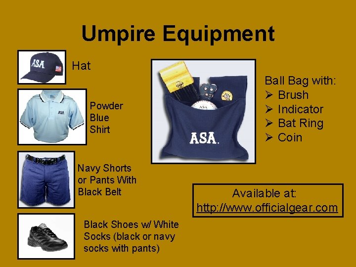 Umpire Equipment Hat Powder Blue Shirt Navy Shorts or Pants With Black Belt Black