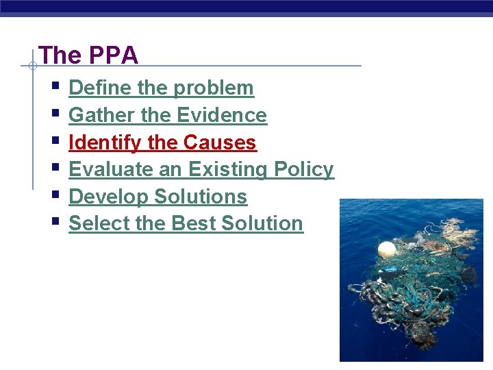The PPA § Define the problem § Gather the Evidence § Identify the Causes