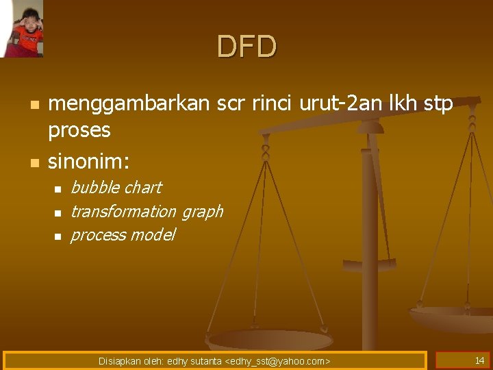 DFD n n menggambarkan scr rinci urut-2 an lkh stp proses sinonim: n n
