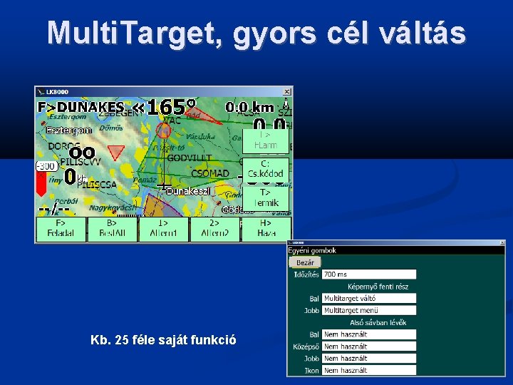 Multi. Target, gyors cél váltás Kb. 25 féle saját funkció 