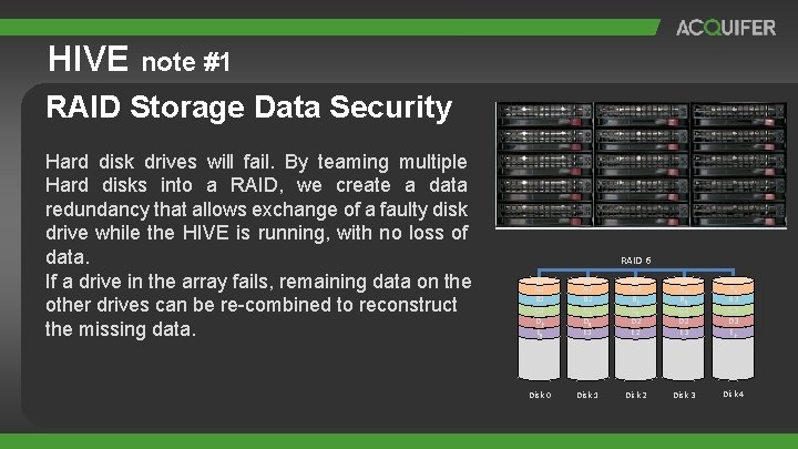 HIVE note #1 RAID Storage Data Security Hard disk drives will fail. By teaming HIVE note #1 RAID Storage Data Security Hard disk drives will fail. By teaming