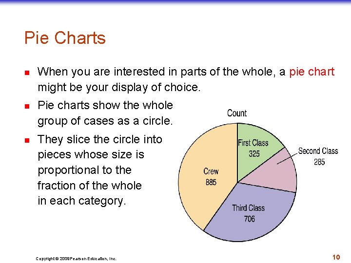 Pie Charts n n n When you are interested in parts of the whole,