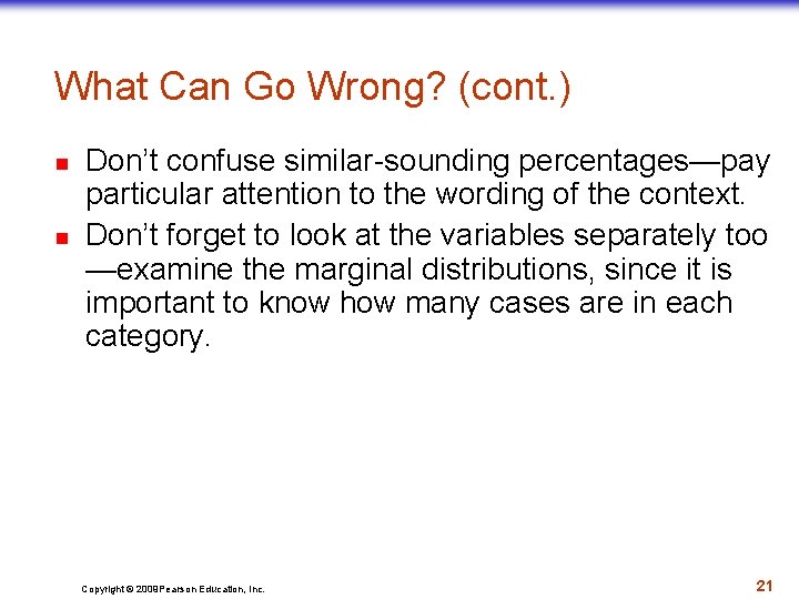What Can Go Wrong? (cont. ) n n Don’t confuse similar-sounding percentages—pay particular attention