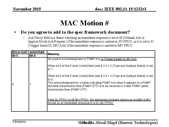 doc. : IEEE 802. 11 -15/1232 r 3 November 2015 MAC Motion # •