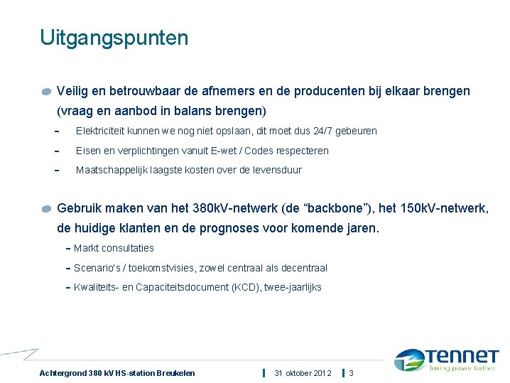 Uitgangspunten Veilig en betrouwbaar de afnemers en de producenten bij elkaar brengen (vraag en