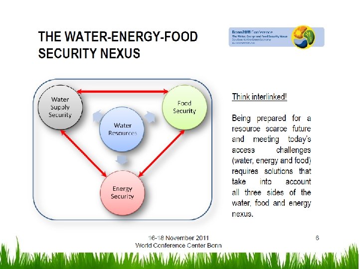 The Sustainable Development Goals why the Nexus approach