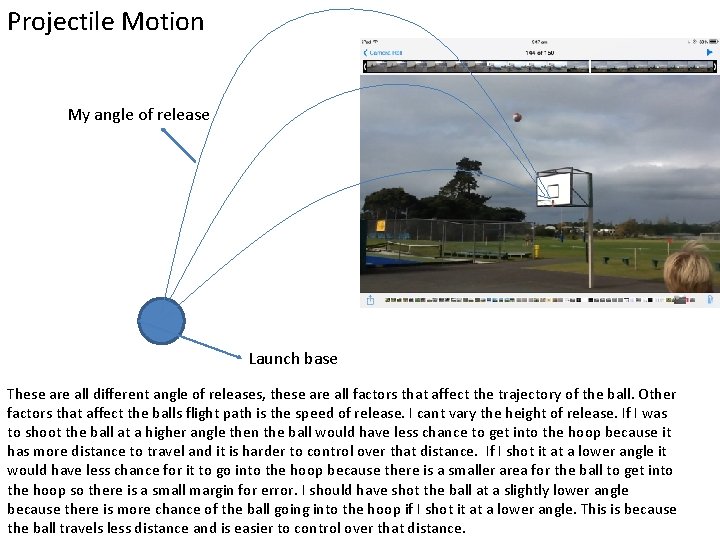 Projectile Motion My angle of release Launch base These are all different angle of