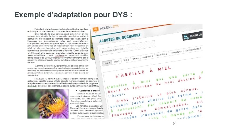 Exemple d’adaptation pour DYS : 8 