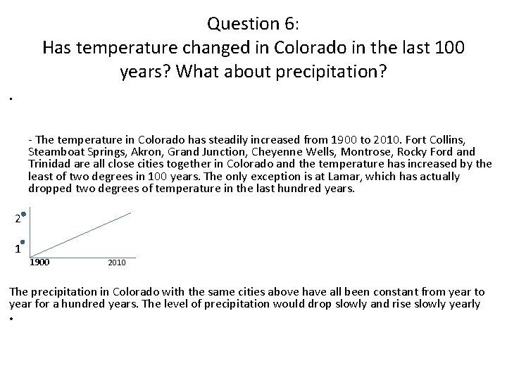 Question 6: Has temperature changed in Colorado in the last 100 years? What about