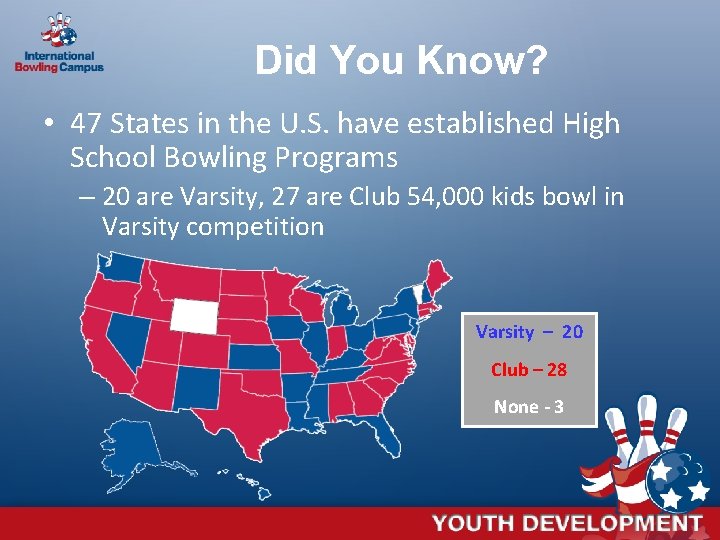 Did You Know? • 47 States in the U. S. have established High School