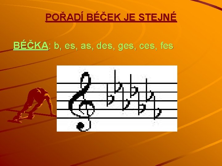 POŘADÍ BÉČEK JE STEJNÉ BÉČKA: b, es, as, des, ges, ces, fes 