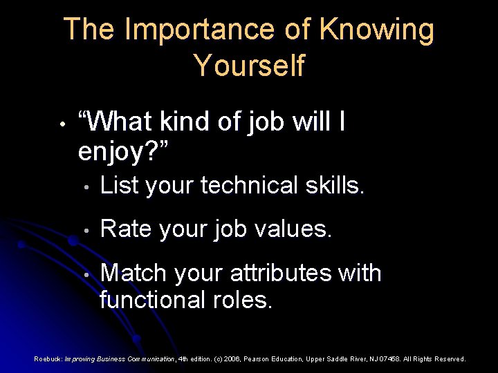 The Importance of Knowing Yourself • “What kind of job will I enjoy? ”