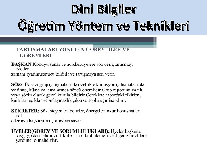 Dini Bilgiler Öğretim Yöntem ve Teknikleri 