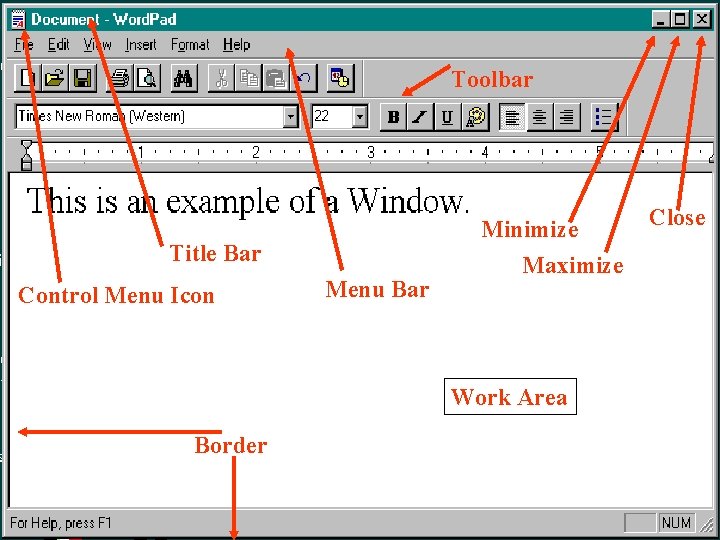 Toolbar Basic Window Elements Title Bar Control Menu Icon Menu Bar Minimize Maximize Work