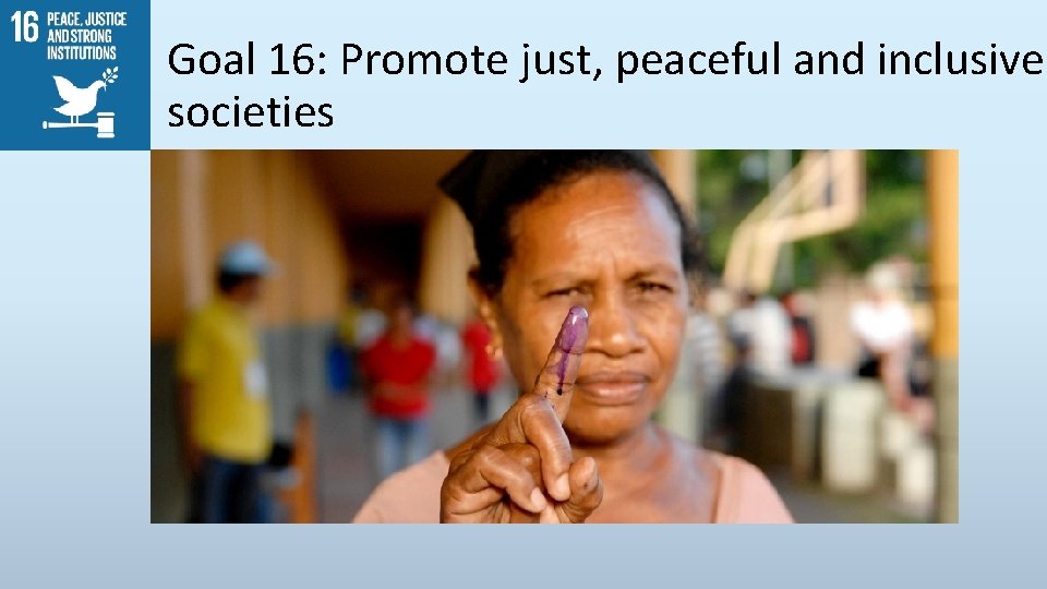 Goal 16: Promote just, peaceful and inclusive societies 