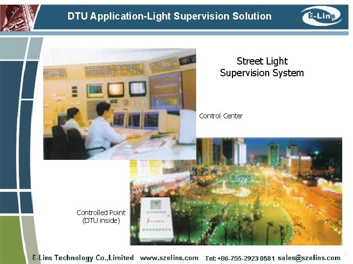 DTU Application-Light Supervision Solution Street Light Supervision System Control Center Controlled Point (DTU inside)