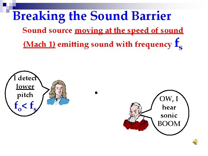 Breaking the Sound Barrier Sound source moving at the speed of sound (Mach 1)