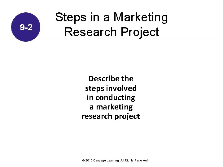 9 -2 Steps in a Marketing Research Project Describe the steps involved in conducting