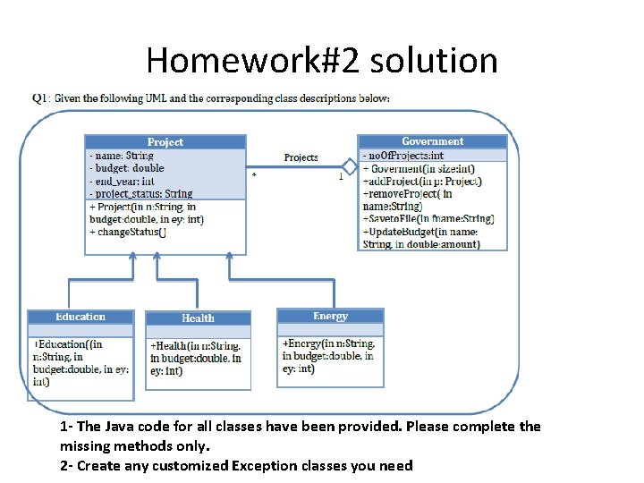 Homework#2 solution 1 - The Java code for all classes have been provided. Please